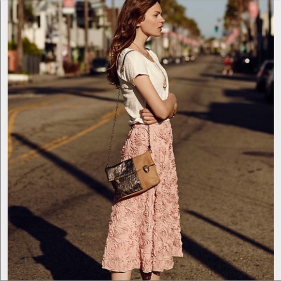 Anthropologie HD in Paris Petaluma A-Line Skirt Ruffled Rosette Cream 6 - Picture 5 of 10